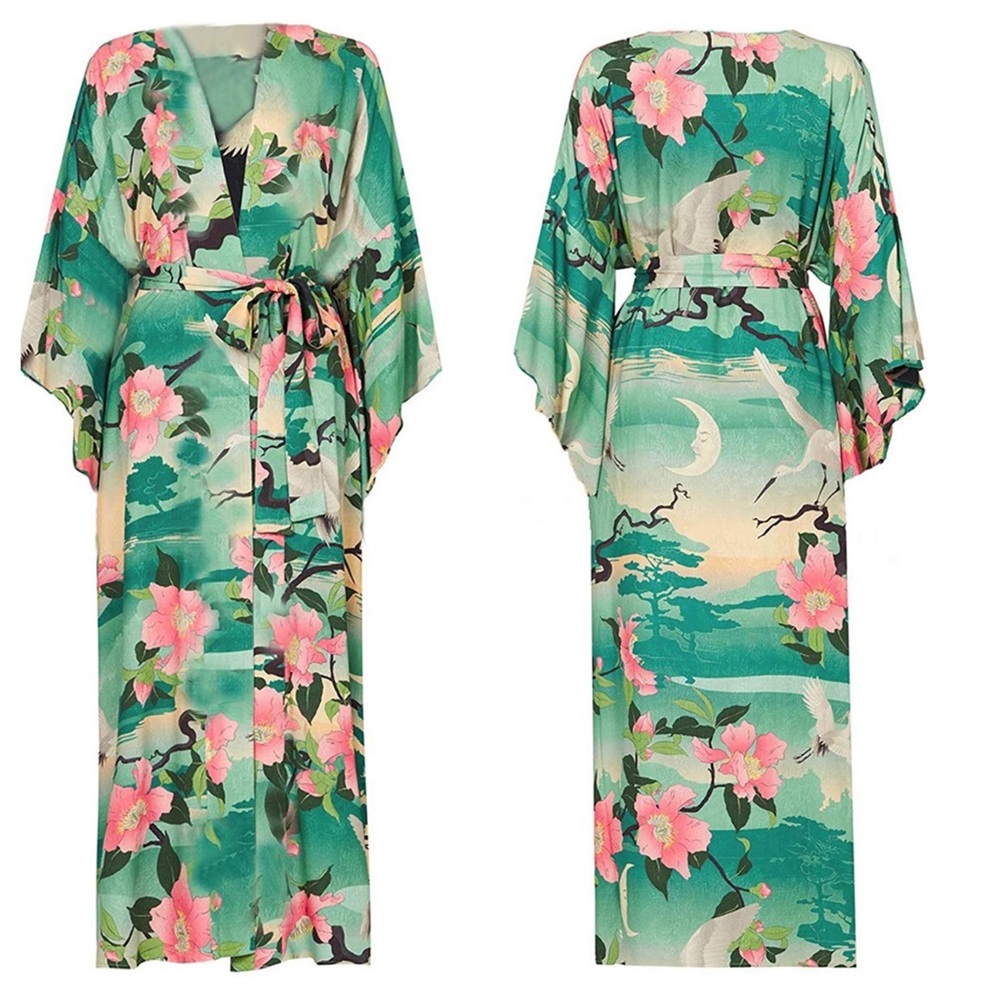 SALE Boutique Boho Crane Front Kimono - Picture 6 of 8
